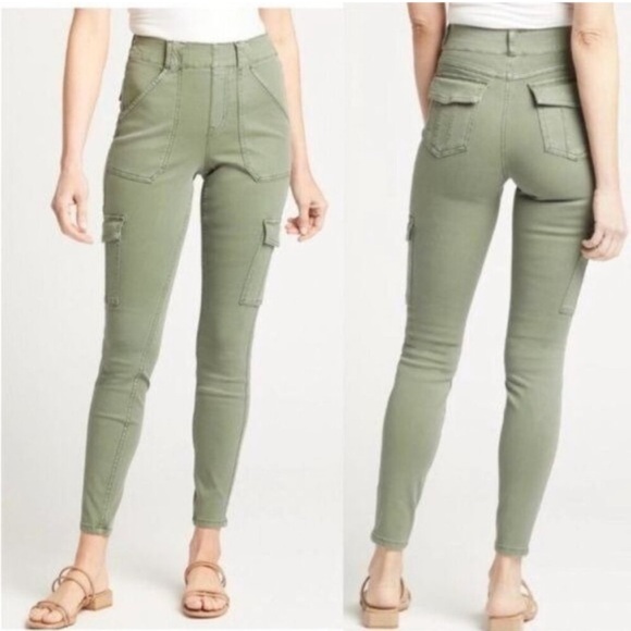 SPANX Pants - Spanx women’s stretch twill ankle cargo pant in soft sage size L green skinny